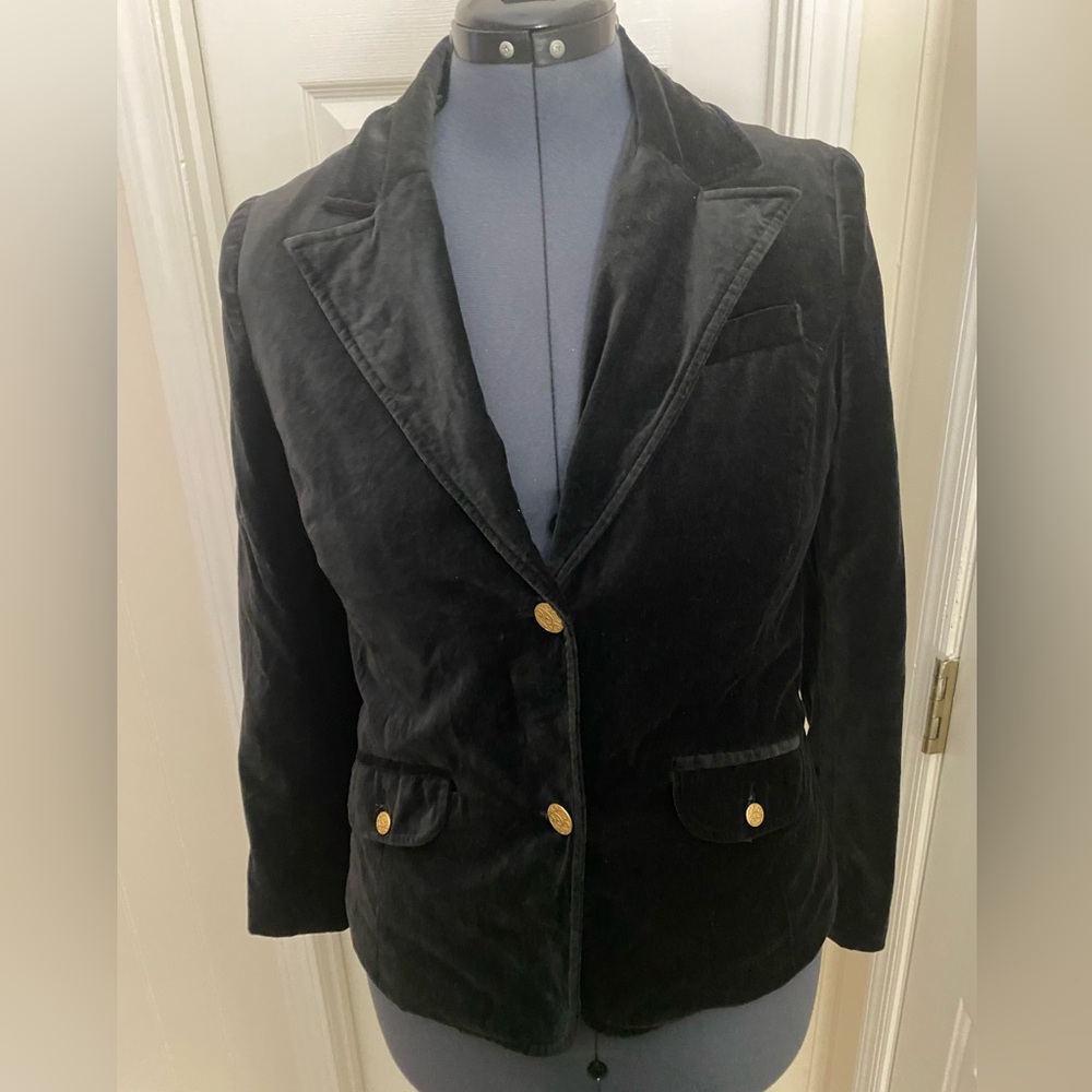 Velvet Blazer with Front Pockets - Picture 2 of 11